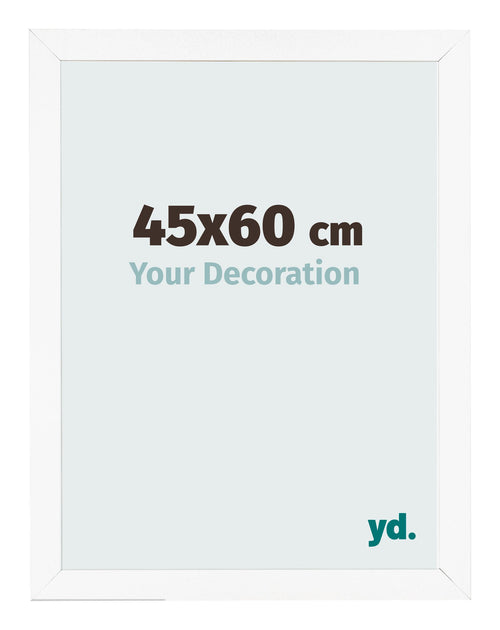 Cadre Photo 45x60 cm Blanc Mat MDF Bologna De Face Mesure | Yourdecoration.fr