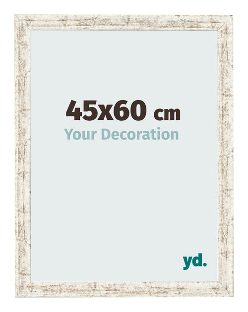 Cadre Photo 45x60cm Blanc Vintage MDF Bologna De Face Mesure | Yourdecoration.fr