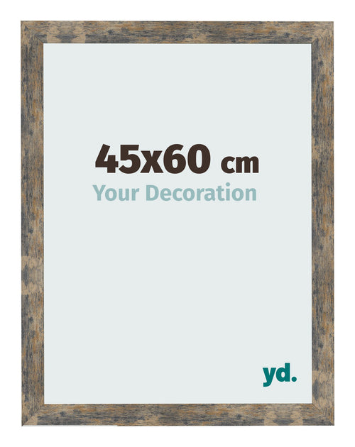 Cadre Photo 45x60cm Bleu Or Mélangé MDF Bologna De Face Mesure | Yourdecoration.fr