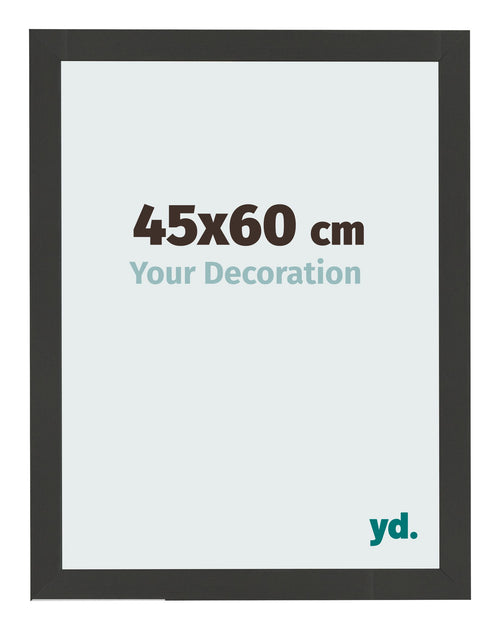 Cadre Photo 45x60cm Noir Grain de Bois MDF Bologna De Face Mesure | Yourdecoration.fr