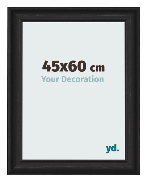Cadre Photo 45x60cm Noir Grain de Bois MDF Lazio De Face Mesure | Yourdecoration.fr