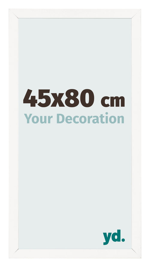 Cadre Photo 45x80 cm Blanc Brillant MDF Bologna De Face Mesure | Yourdecoration.fr