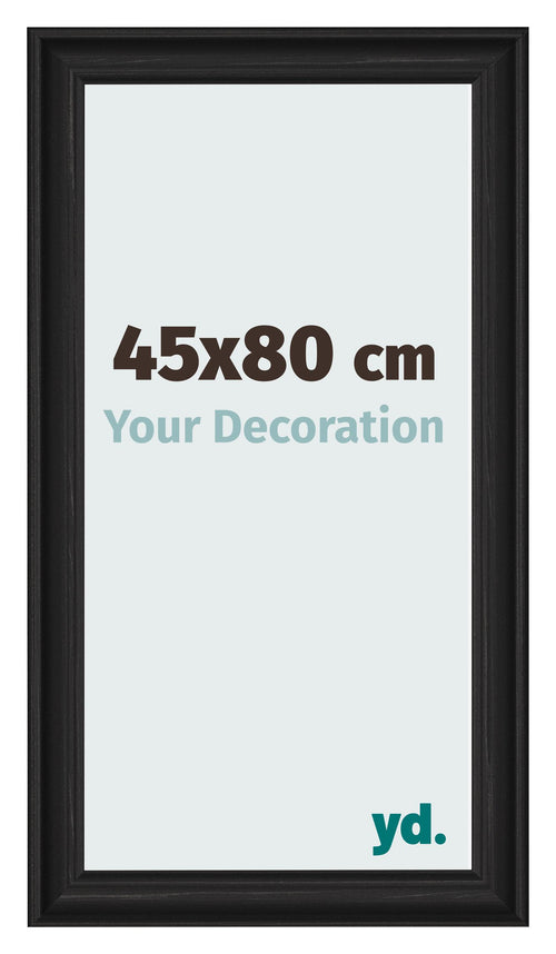 Cadre Photo 45x80cm Noir Grain de Bois MDF Lazio De Face Mesure | Yourdecoration.fr