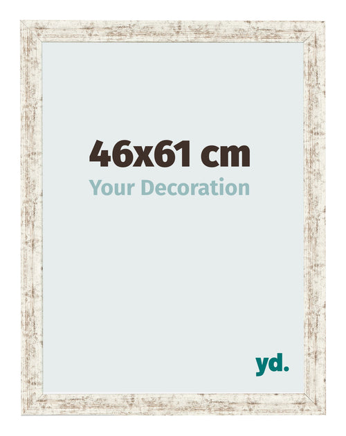 Cadre Photo 46x61cm Blanc Vintage MDF Bologna De Face Mesure | Yourdecoration.fr