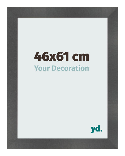 Cadre Photo 46x61cm Noir Argent Poli MDF Pisa De Face Mesure | Yourdecoration.fr