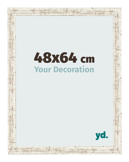 Cadre Photo 48x64cm Blanc Vintage MDF Bologna De Face Mesure | Yourdecoration.fr