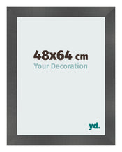 Cadre Photo 48x64cm Noir Argent Poli MDF Pisa De Face Mesure | Yourdecoration.fr