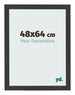 Cadre Photo 48x64cm Noir Grain de Bois MDF Bologna De Face Mesure | Yourdecoration.fr