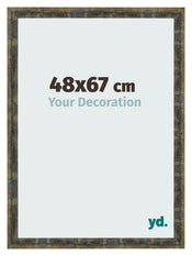 Cadre Photo 48x67cm Bleu Or Melange MDF Pisa De Face Mesure | Yourdecoration.fr