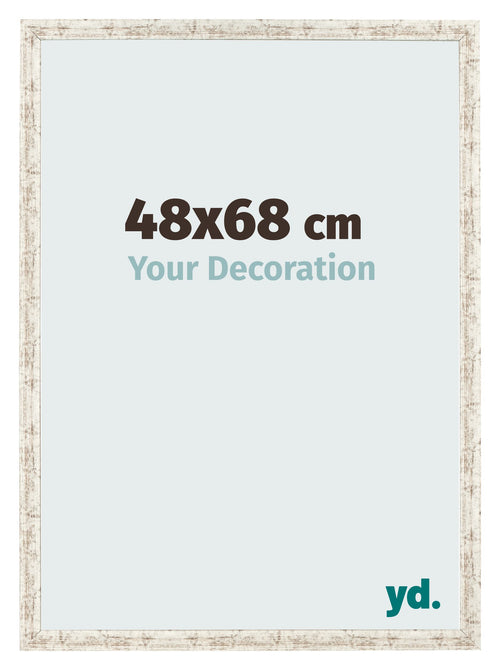 Cadre Photo 48x68cm Blanc Vintage MDF Bologna De Face Mesure | Yourdecoration.fr