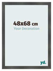 Cadre Photo 48x68cm Noir Argent Poli MDF Pisa De Face Mesure | Yourdecoration.fr