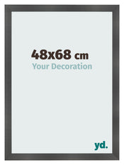 Cadre Photo 48x68cm Noir Argent Poli MDF Pisa De Face Mesure | Yourdecoration.fr