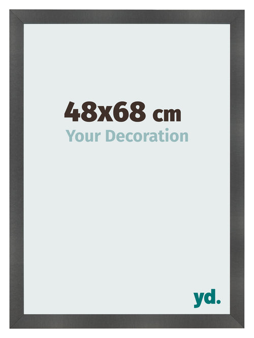 Cadre Photo 48x68cm Noir Argent Poli MDF Pisa De Face Mesure | Yourdecoration.fr