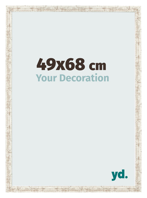 Cadre Photo 49x68cm Blanc Vintage MDF Bologna De Face Mesure | Yourdecoration.fr