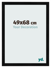 Cadre Photo 49x68cm Noir Argent Poli MDF Pisa De Face Mesure | Yourdecoration.fr