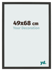 Cadre Photo 49x68cm Noir Grain de Bois MDF Bologna De Face Mesure | Yourdecoration.fr