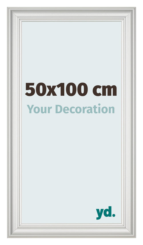Cadre Photo 50x100cm Blanc Patine MDF Lazio De Face Mesure | Yourdecoration.fr