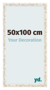 Cadre Photo 50x100cm Blanc Vintage MDF Bologna De Face Mesure | Yourdecoration.fr