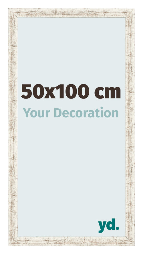 Cadre Photo 50x100cm Blanc Vintage MDF Bologna De Face Mesure | Yourdecoration.fr