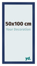 Cadre Photo 50x100cm Bleu Foncé Patiné MDF Bologna De Face Mesure | Yourdecoration.fr