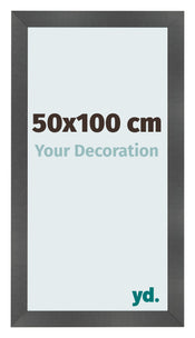Cadre Photo 50x100cm Noir Argent Poli MDF Pisa De Face Mesure | Yourdecoration.fr