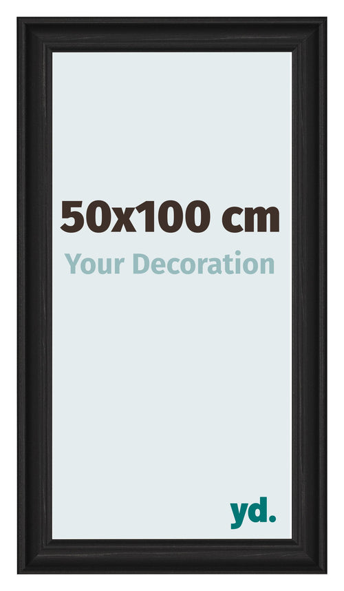 Cadre Photo 50x100cm Noir Grain de Bois MDF Lazio De Face Mesure | Yourdecoration.fr