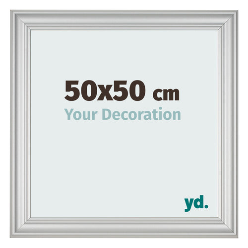 Cadre Photo 50x50cm Argent Mat MDF Lazio De Face Mesure | Yourdecoration.fr