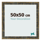 Cadre Photo 50x50cm Bleu Or Melange MDF Pisa De Face Mesure | Yourdecoration.fr