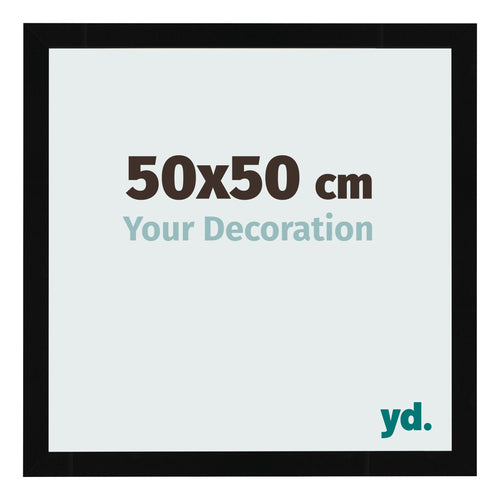 Cadre Photo 50x50cm Noir Brillant MDF Bologna De Face Mesure | Yourdecoration.fr