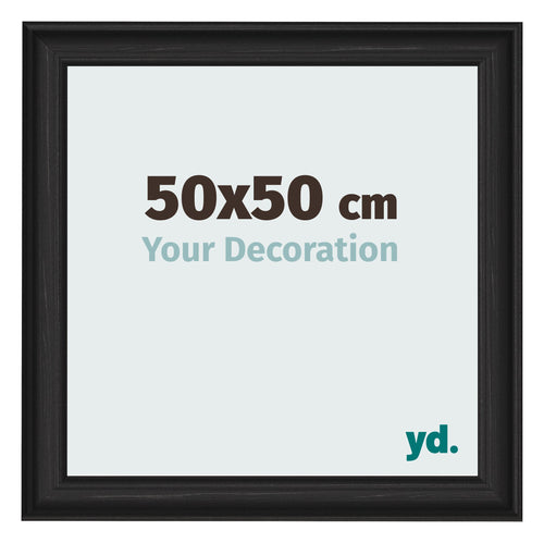 Cadre Photo 50x50cm Noir Grain de Bois MDF Lazio De Face Mesure | Yourdecoration.fr