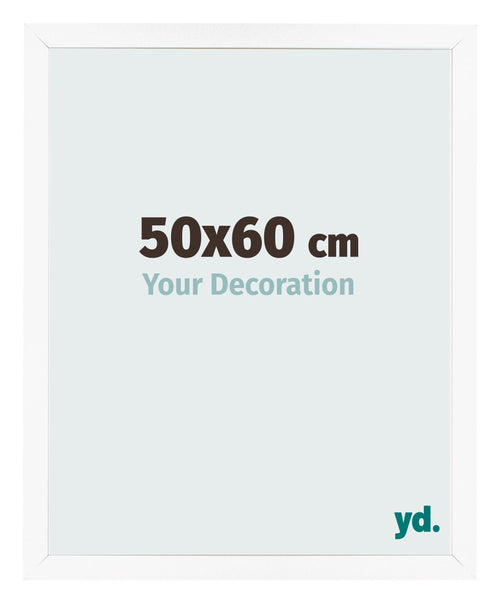 Cadre Photo 50x60 cm Blanc Mat MDF Bologna De Face Mesure | Yourdecoration.fr
