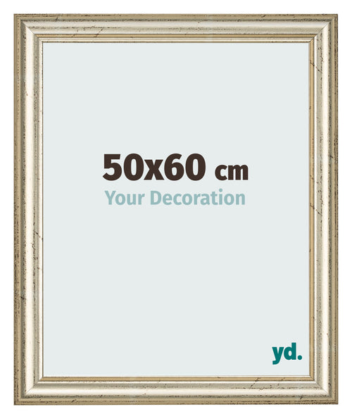 Cadre Photo 50x60cm Brillance Metallique MDF Lazio De Face Mesure | Yourdecoration.fr