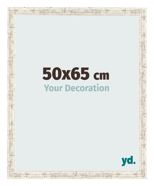 Cadre Photo 50x65cm Blanc Vintage MDF Bologna De Face Mesure | Yourdecoration.fr