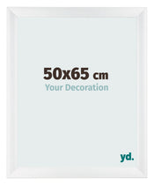 Cadre Photo 50x65cm Blanc Vintage MDF Pisa De Face Mesure | Yourdecoration.fr