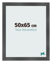 Cadre Photo 50x65cm Noir Argent Poli MDF Pisa De Face Mesure | Yourdecoration.fr