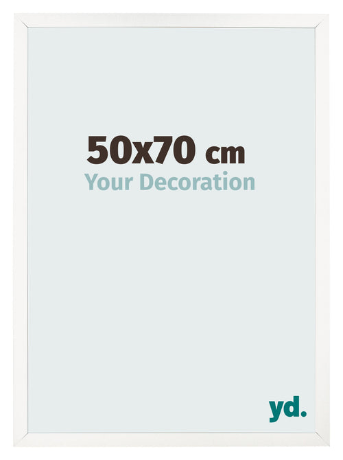 Cadre Photo 50x70 cm Blanc Brillant MDF Bologna De Face Mesure | Yourdecoration.fr