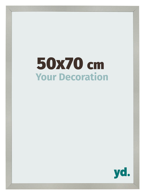 Cadre Photo 50x70cm Argent Mat MDF Bologna De Face Mesure | Yourdecoration.fr