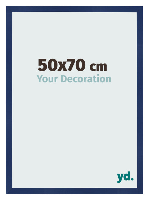 Cadre Photo 50x70cm Bleu Foncé Patiné MDF Bologna De Face Mesure | Yourdecoration.fr