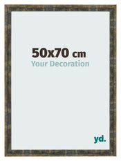 Cadre Photo 50x70cm Bleu Or Melange MDF Pisa De Face Mesure | Yourdecoration.fr