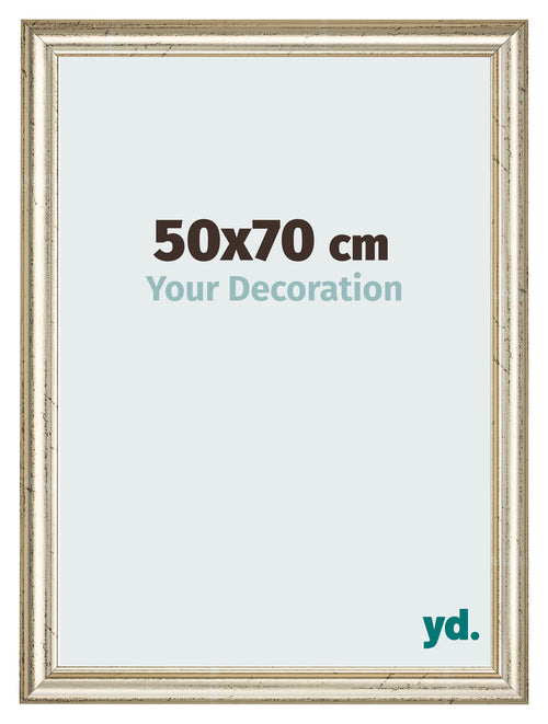 Cadre Photo 50x70cm Brillance Metallique MDF Lazio De Face Mesure | Yourdecoration.fr