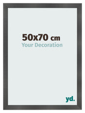 Cadre Photo 50x70cm Noir Argent Poli MDF Pisa De Face Mesure | Yourdecoration.fr