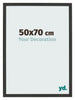 Cadre Photo 50x70cm Noir Grain de Bois MDF Bologna De Face Mesure | Yourdecoration.fr