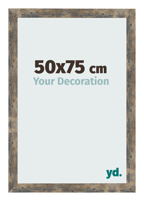Cadre Photo 50x75cm Bleu Or Mélangé MDF Bologna De Face Mesure | Yourdecoration.fr