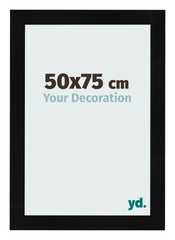 Cadre Photo 50x75cm Noir Argent Poli MDF Pisa De Face Mesure | Yourdecoration.fr