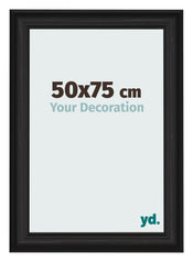 Cadre Photo 50x75cm Noir Grain de Bois MDF Lazio De Face Mesure | Yourdecoration.fr