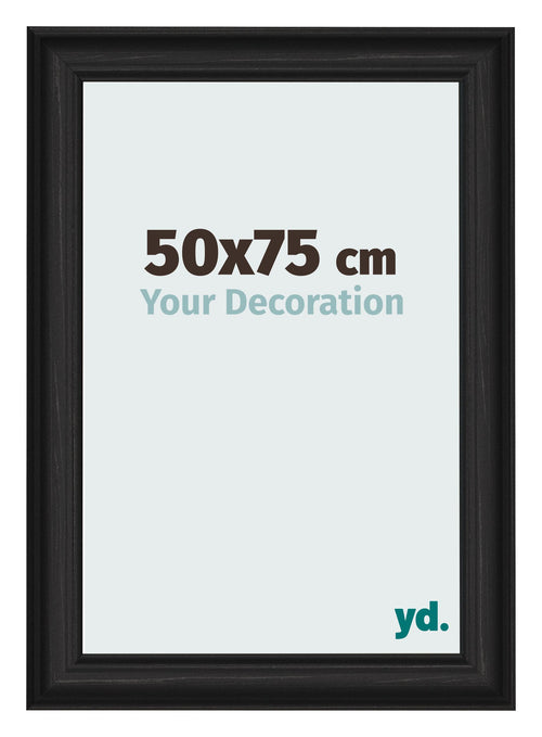 Cadre Photo 50x75cm Noir Grain de Bois MDF Lazio De Face Mesure | Yourdecoration.fr