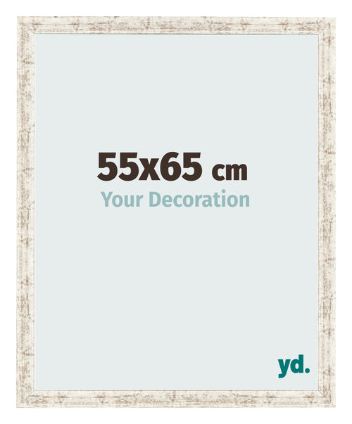 Cadre Photo 55x65cm Blanc Vintage MDF Bologna De Face Mesure | Yourdecoration.fr