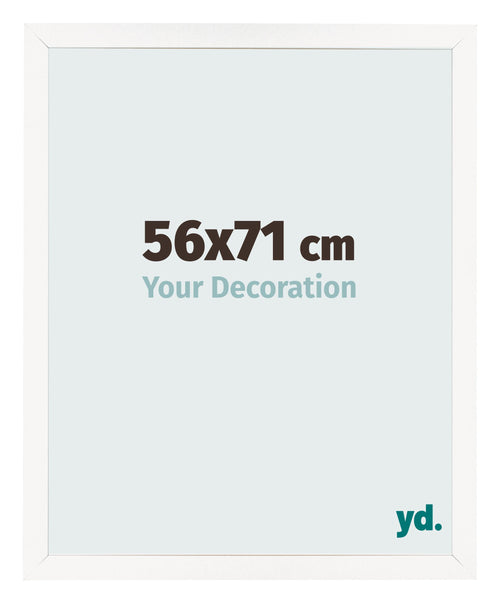 Cadre Photo 56x71 cm Blanc Brillant MDF Bologna De Face Mesure | Yourdecoration.fr