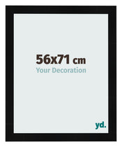 Cadre Photo 56x71cm Noir Argent Poli MDF Pisa De Face Mesure | Yourdecoration.fr