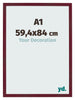 Cadre Photo 59 4x84 cm A1 Vin Rouge Patine MDF Bologna De Face Mesure | Yourdecoration.fr